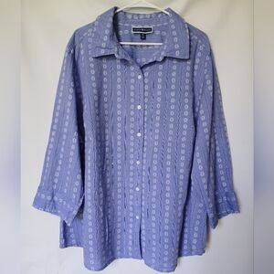 Karen Scott Womens Shirt Size 4x Color Blue/White Floral